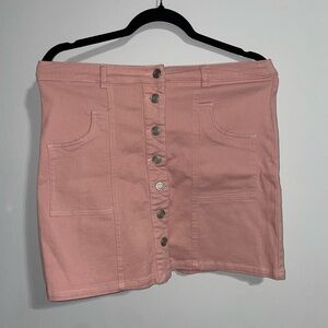 Altar'd State Blush Button-Front Mini Skirt